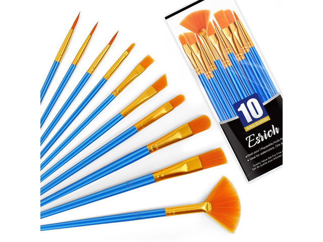 10PCS Paint Brushes, Paint Brush for Acrylic Painting Artist Paintbrushes for Oil Watercolor, Body Face Rock Canvas, Small Paint Brushes for Kids