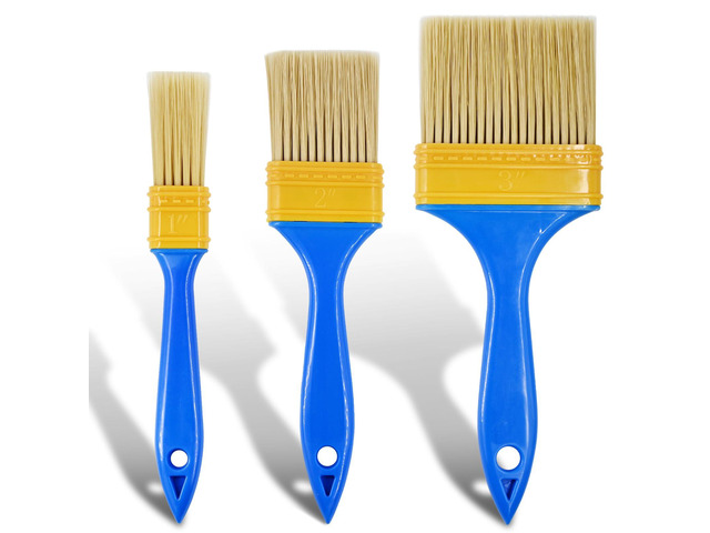 3 Pack Paint Brushes Set, Blue Ideal for Priming, Painting, Varnishing, Wood, Walls and More