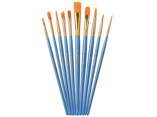 Acrylic Paint Brushes Set, 10 Pack, Round & Pointed Tip Nylon Hair Artist Brushes for Watercolor, Oil, Rock, Face, Nail, Miniature, Canvas,...