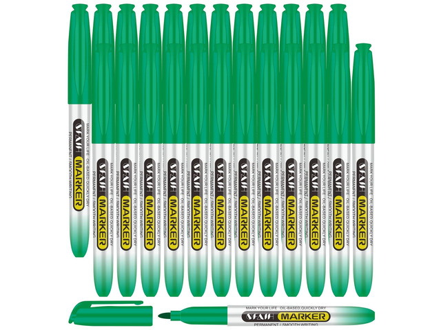 Green Permanent Markers Bulk, 24 Pack Fine Point, Waterproof Smooth 1s Quick Drying, Long-Lasting, Ideal for Office, School, Warehouse, Business,...