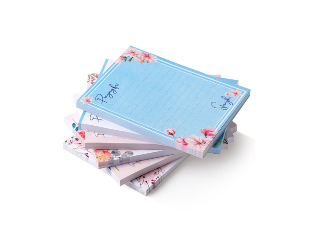 Floral Lined Sticky Notes, 3' x 4', 6 Pads, 60 Sheets/Pad Aesthetic Sticky Notes with Lines, Ruled Post Stickies, Memo Pads, Self-Stick Note Pad...