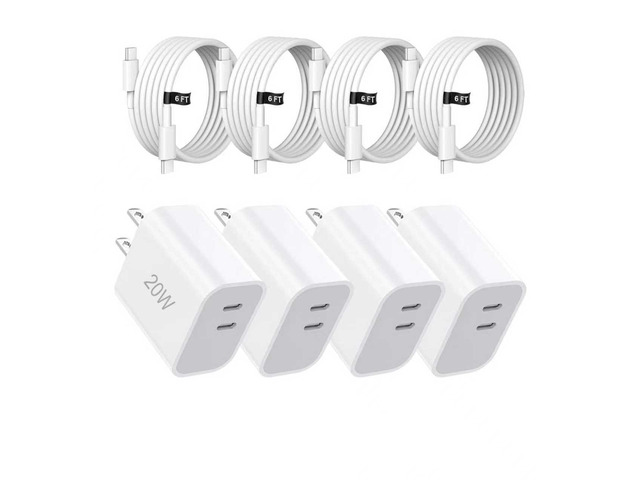 Dual Port USB C Charger Block Fast Charging with 6FT Fast Charging Cable for iPhone 17/16/15