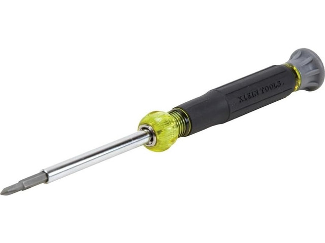 32581 4-in-1 Electronics Screwdriver Set with 2 Slotted, 2 Phillips Precision Machined Bits, Ideal for Terminal Blocks