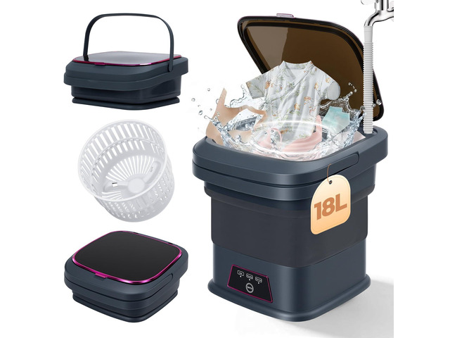 Portable Clothes Washing Machines,18L Foldable Mini Laundry Machine with Spinner Basket,3 Cleaning Modes for Small Baby, Underwear, Socks,Ideal for...