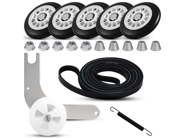 Upgraded (5-Wheel) 5304523155 Dryer Repair Kit for Electrolux Frigidaire Ball-Bearing Rollers, 134719300 Belt, 134793511 Idler Pulley & Spring,...