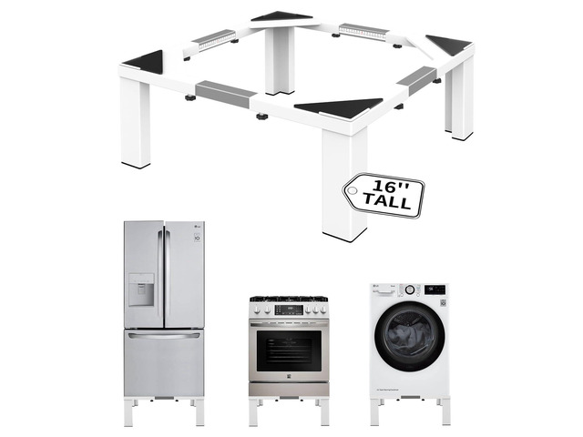 Heavy-Duty All Steel Laundry Pedestal 16' Height, Full Size Universal Washing Machine Stand, Dryer Stand, Suitable for All Washer and Dryer, White