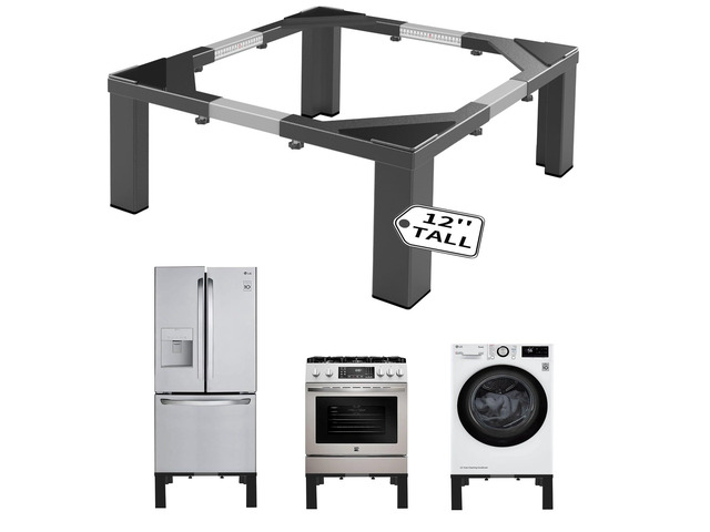 Heavy-Duty All Steel Laundry Pedestal 12' Height, Full Size Universal Washing Machine Stand, Dryer Stand, Suitable for All Washer and Dryer (Black)