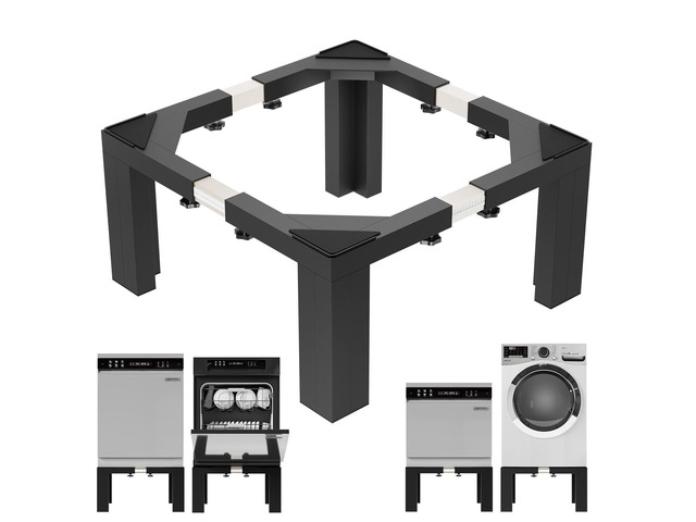 16' Washer Dryer Pedestal, Stainless Steel Laundry Pedestal Black 17.7'-31' Adjustable Width Heavy Duty, for Fridge Dishwasher, Universal Fit, 12...
