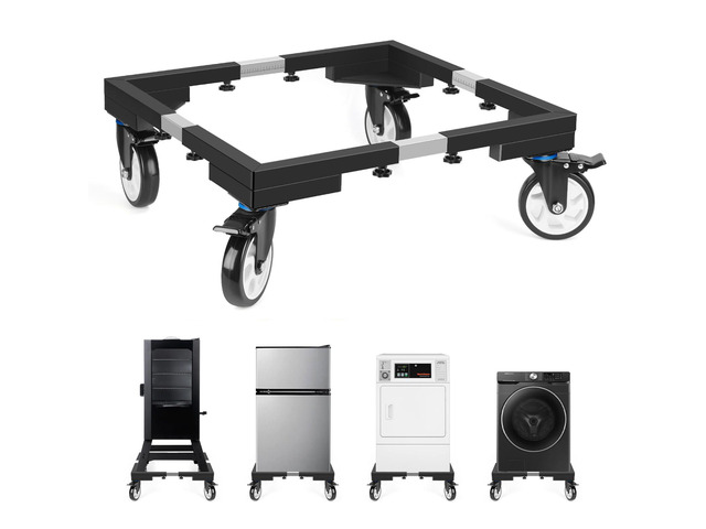 1000lbs All Steel 8.5 Inch Smoker Stand & Laundry Pedestal with 5 inch Wheels, Washer Dryer Pedestal with Shock Absorption, Universal Mobile Stand...