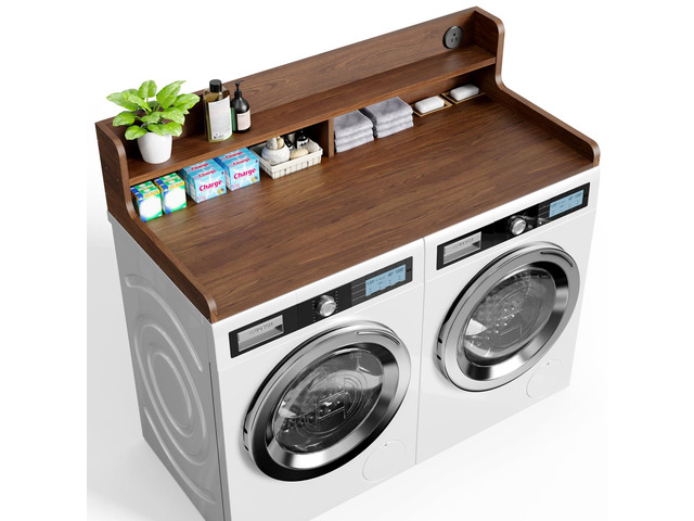 Rechargeable Washer Dryer Countertop with Power Outlets and Storage Shelf, Extra Large Non-Slip Laundry Countertop, Multi-Purpose Laundry Room...