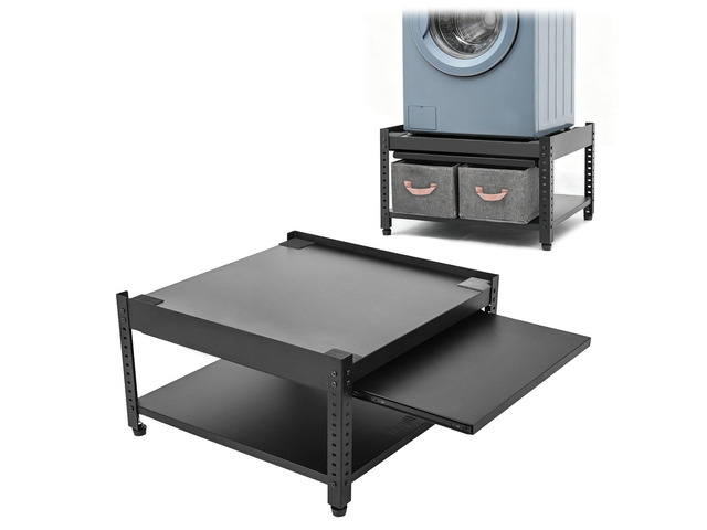 Washer and Dryer Pedestals, 28x28x16inch Universal Washing Machine Stand with Laundry Basket Shelf, Portable Storage Bag, Adjustable Feet and 4...