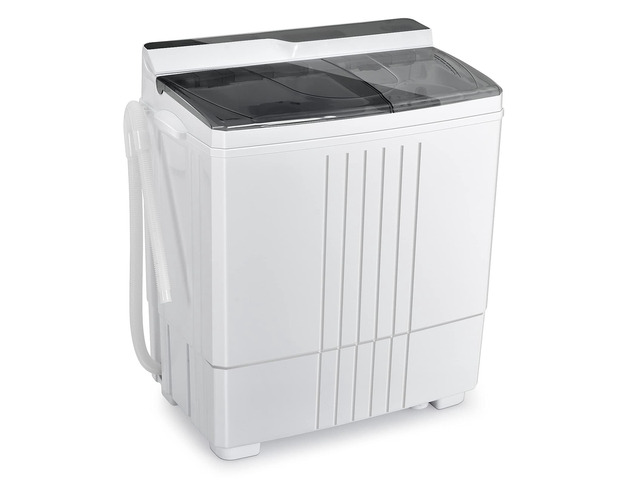 Portable Washing Machine, 21lbs Capacity, 14.4lbs Washer and 6.6Llbs Spinner, Compact for Apartment RV, White & Gray, GT-GE-10390US-GR-FP