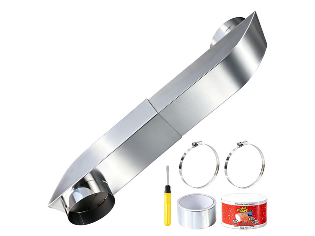 1219 Inch Adjustable Periscope Dryer Vent Kit, 4 Inch Stainless Steel Flat Dryer Vent Duct, Space-Saving Telescoping Vent Adapter for Tight Spaces,...