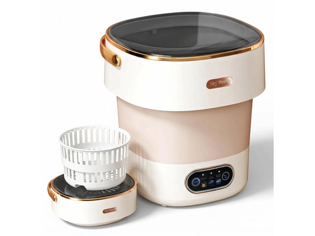 Portable Collapsible Mini Washer with 3 Cleaning Modes & Drain Basket, 16L Foldable Small Laundry Machine for Travel Camping Dorms RV Apartments,...