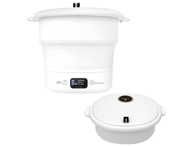 Portable Mini Washing Machine, Foldable Bucket Washer with Handle and Lid, Lightweight Compact Travel Washer for Clothes, Ideal for Camping, RVs,...