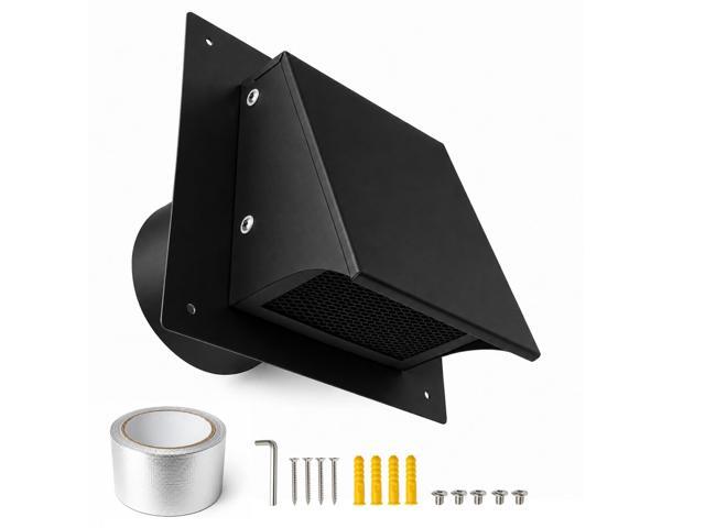 8 Inch Black Exterior Dryer Vent Cover Outside, Wall Vent Cover Outdoor Hooded Wall Vent with Backdraft Damper for Dryer Kitchen Bathroom Range...