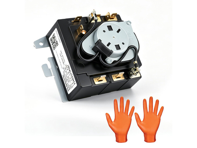 2026 Upgraded WE04X25586 Dryer Timer with Nitrile Gloves, Fits GE Hotpoint HTX21GASK1WW HTX24EASK0WS NTX62E8ST1WW, Replaces AP6032632 4467041...