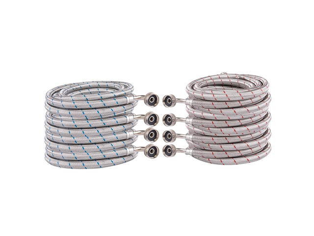 144-Inch Stainless steel Washing machine connector 12 Feet - Elbow, Washing Machine Supply Line, 4-Pack