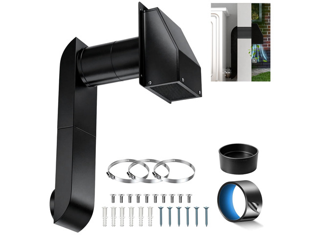 4 Inch Dryer Vent Kit with Outdoor Wall Exhaust Cover, Hooded Screen & Backdraft Damper, Adjustable Periscope Duct 9.5-14.5' for Tight Laundry...