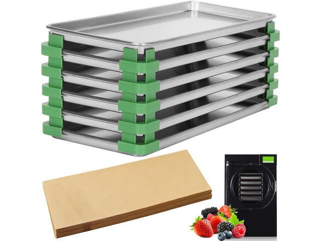 Freeze Dryer Trays, Large Metal Trays(6 Pcs) Compatible with Harvest Right Home Pro Freeze Dryer, Includes 100 Pcs Parchment Paper & 20 Tray...
