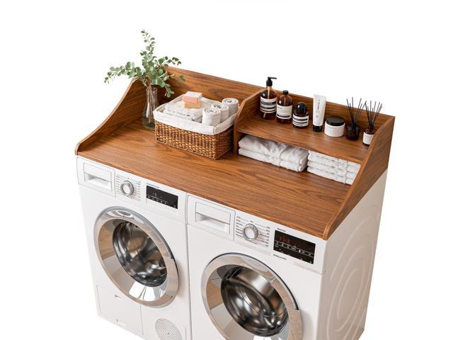 2-Tier 54' Width Washer Dryer Countertop for Laundry Room Organization Depth Laundry Countertop Organization with Edge Wooden Washer and Dryer...