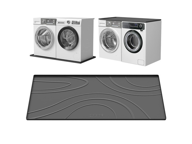 Washing Machine Drain Pan Silicone Mat,53.5x26.8inch Non-Slip Waterproof Washer Tray,Raised Edge Drip Mat for Under Dryer or...