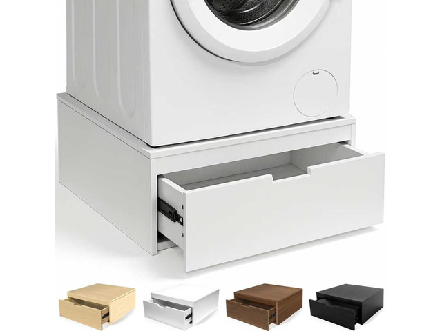 Laundry Pedestal, Heavy Duty Wood Washer Dryer Pedestal, 27.5' Universal Fit Washer and Dryer Stand, 500 LBS Capacity (White)