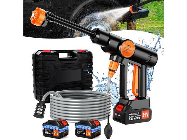 Cordless Handheld Washer Brushless Motor, 6000mAh Battery Operated Car Washer 6-in-1 Nozzle Foam Cannon, Lightweight Water Washer Home Cleaning...