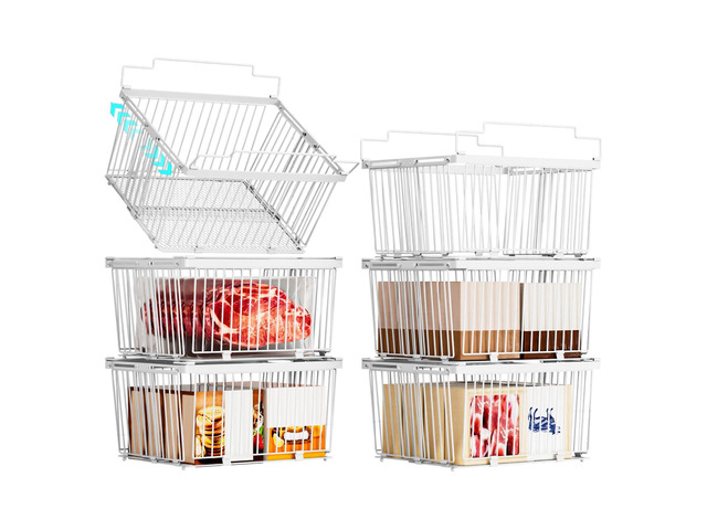Large Freezer Organizer BinsUpgraded Bottom Leak-Proof netFit 5 to 9 Cu Ft Chest Freezer6 Pack Expandable Stackable Chest Freezer Containers with...