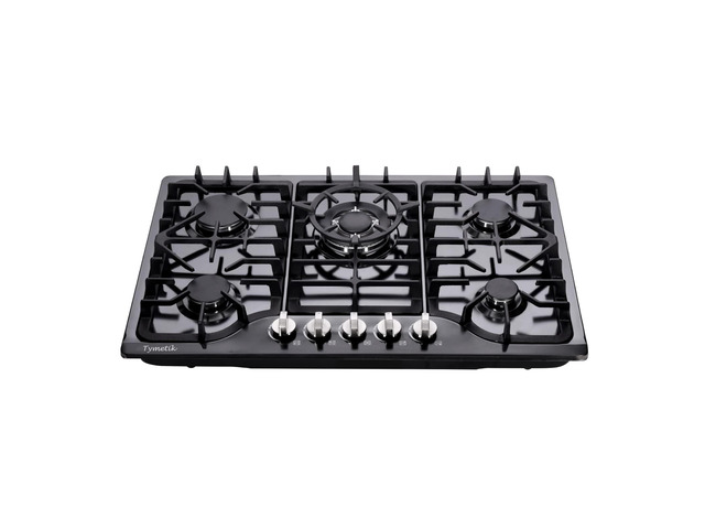 30 Inch Gas Cooktop, Built-in Stainless Steel Gas Stovetop 5 High Efficiency Burners Gas Stove LPG/NG Convertible Gas Hob (Black)