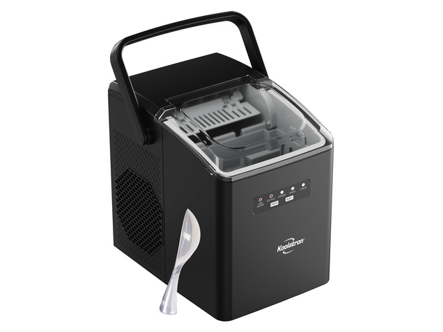 Countertop Ice Maker Machine with Handle 26lbs in 24Hrs Black 8 Ice Cubes Ready in 7 Mins, Ice Makers with Basket and Scoop, maquina para hacer...