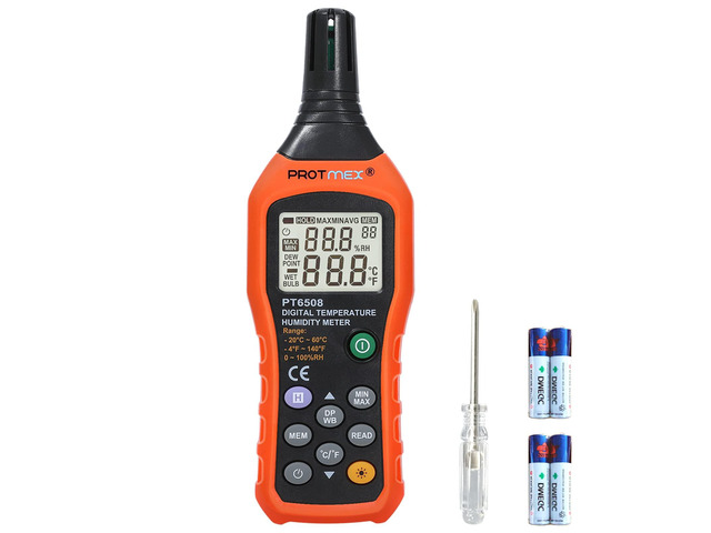 Digital Temperature Humidity Meter, Thermometer Hygrometer with Ambient Dew Point and Wet Bulb Temperature Indoor and Outdoor, Data Logger with...