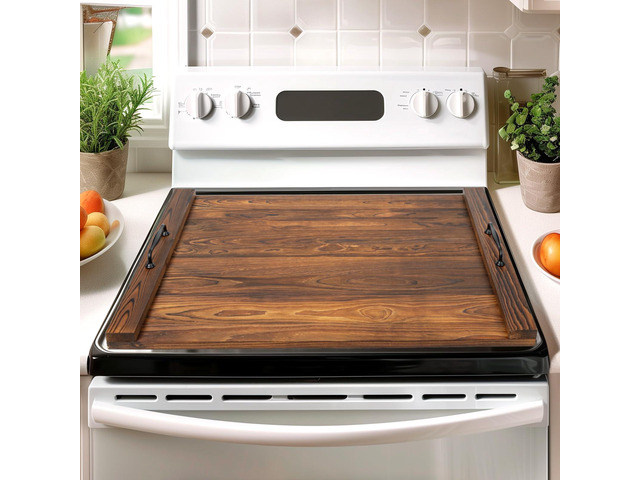 Noodle Board Stovetop Cover with Handles, Sink Wood Block Covers for Electric & Gas Stove, RV Stove Burner, Farmhouse Decorative Wooden Tray for...