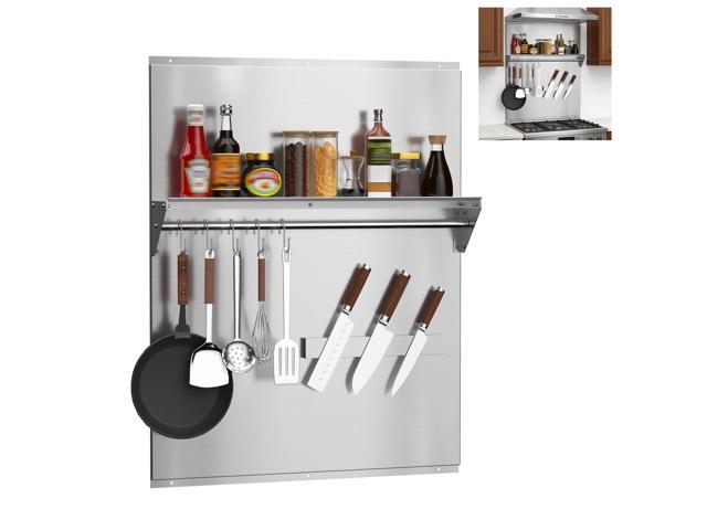 24'x30' Stainless Steel Range Backsplash, Stove Backsplash With Storage Shelf & Magnetic Knife Rack, Stainless Steel Backsplash For Stove, Range...