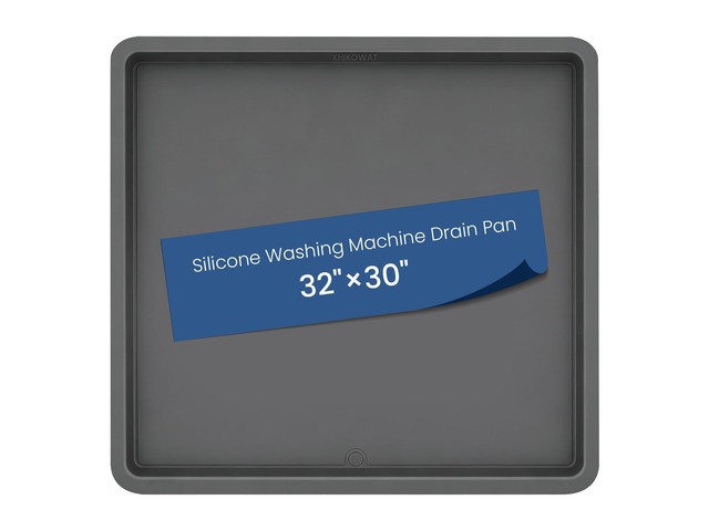 33 X 30 inch Large Thickened Silicone Washing Machine Drain Pan with 1-1/5' Raised Edge, Leak Protection Anti-Vibration Non-Slip Washing Machine...
