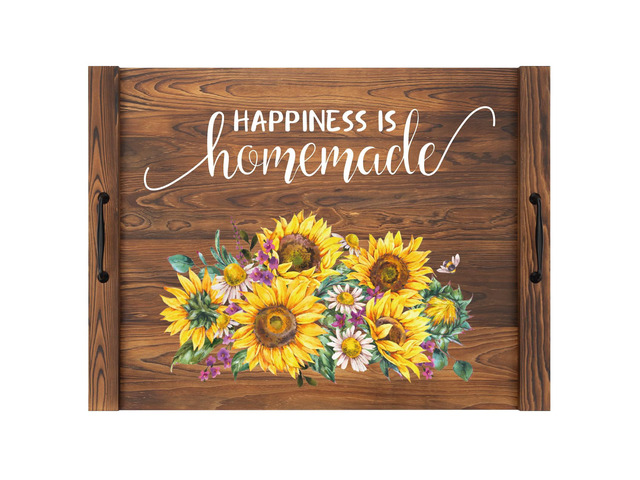 Noodle Board Stovetop Cover with Handles, Sunflower Kitchen Decor Wood Block Covers for Electric & Gas Stove, RV Stove Burner and Sink, Farmhouse...