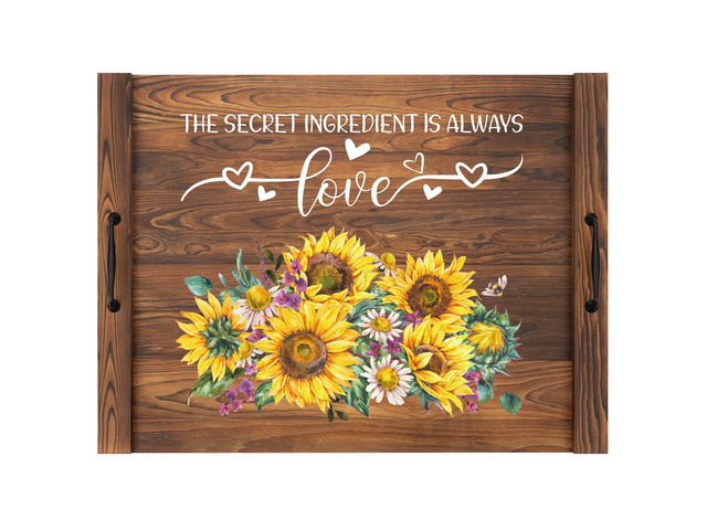 Noodle Board Stovetop Cover with Handles, Sunflower Kitchen Decor Wood Block Covers for Electric & Gas Stove, RV Stove Burner and Sink, Farmhouse...
