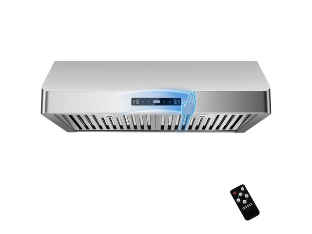 Under Cabinet Range Hood 30 inch, 900 CFM, Remote Control, Time Setting Ductless convertible duct, stainless steel, 3-speed fan, Gesture Control,...