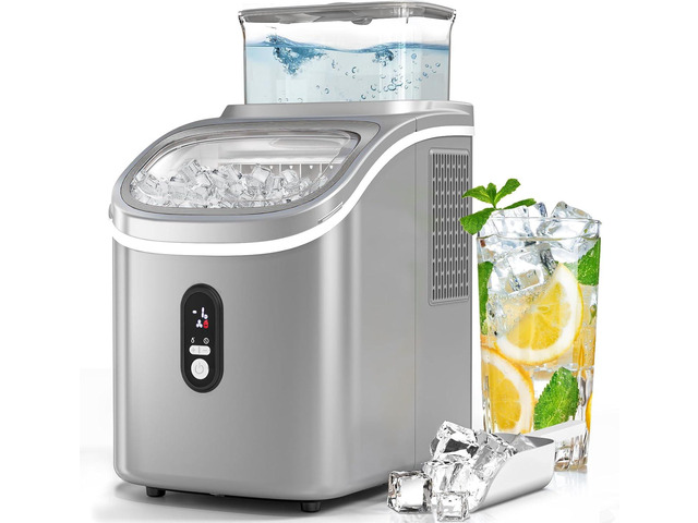 Countertop Ice Cube Maker Machine with External Water Tank,16Pcs/5Mins,34Lbs/Day,2 Ways to Add Water,Portable Compact Small Ice Maker with...
