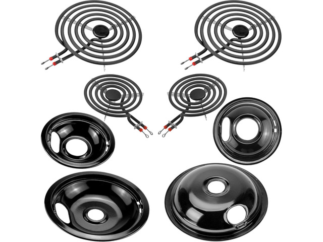 Porcelain Drip Pan & MP22YA Stove Burner Fit for Amana Whirlpool Stove Include 2 x 6' & 2 x 8' W10288051 Black Stove Drip Pans & Electric Stove...
