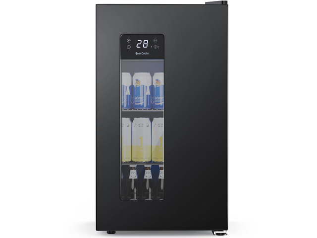 3.2 Cu. Ft. Beverage Refrigerator, 130-Can Beer Cooler with Digital Temperature Control (20°F50°F), Glass Door, Adjustable Shelves, LED Lighting,...