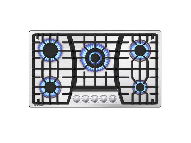 36 inch Gas Cooktop, Bulit-in Gas Stove Top with 5 Burner, NG/LPG Convertible Cooktops, 5 Burner Propane Cooktop with Thermocouple Protection,...