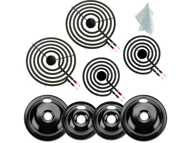 5304430149 5304430150 Porcelain Drip Pan Set & MP22YA Electric Range Burner Element Unit Set Replaces 318067041 318067051 by -Compatible with...