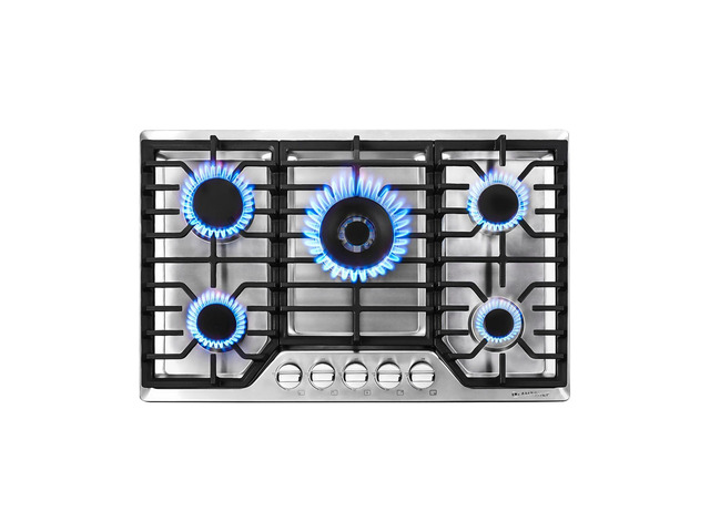 30 Inch Gas Cooktop, Gas Stove Top with 5 Italy SABAF Power Burners Max 48,300 BTU Built-in Gas Hob, 304 Stainless Steel Panel, NG/LPG...