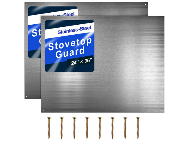 24 by 36 Inch Reversible Stainless Steel Backsplash Metal Backsplash Kitchen Stove Behind Metal Sheet Panels with 4 Pre Drilled Holes and Screws...