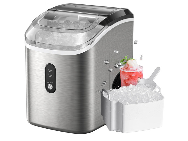 Nugget Ice Maker Countertop, Pellet Ice Machine with Self-Cleaning Function, Produces 33 lbs of Chewable Ice in 24 Hours, Sonic Ice Maker Perfect...