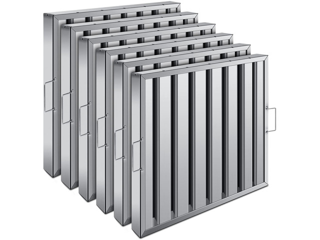 Hood Filters 19.5W x 19.5H Inch 430 Stainless Steel Pack of 6, 7 Grooves Commercial Hood Filters, Commercial Kitchen Range Hood Filter for Grease...