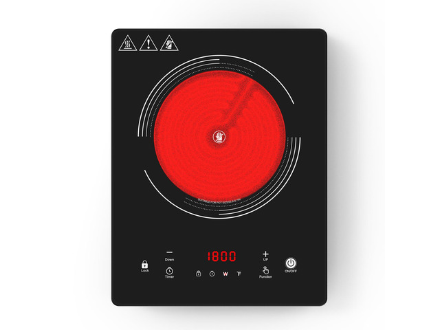 Single Burner Electric Cooktop,110V 1800W Electric Stove Top with LED Touch Control,10 Power Levels, 4HTimer, Safety Lock, portable cooktop...