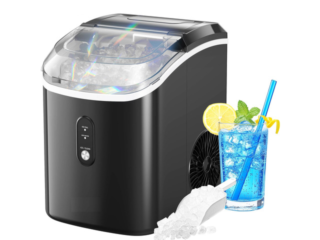 Nugget Ice Maker Countertop, Pellet Ice Machine with Self-Cleaning Function, Produces 33 lbs of Chewable Ice in 24 Hours, Sonic Ice Maker Perfect...
