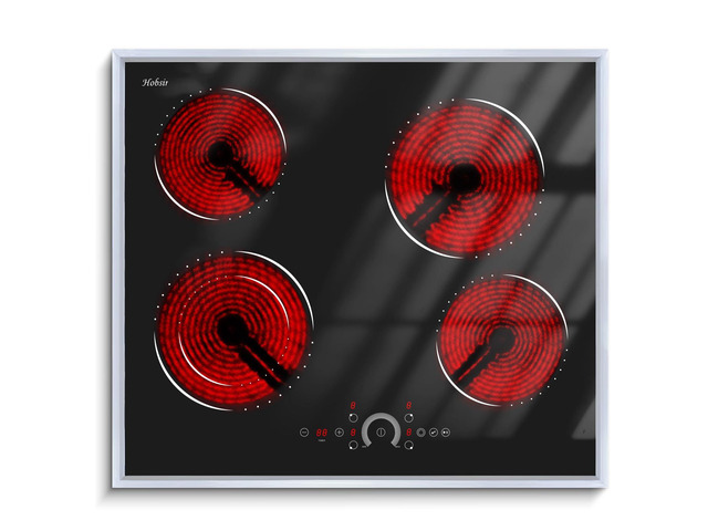 Hobsir 24 inch Electric Cooktop 6200W, 4 Burner Electric Stove Top, Built-in Circular Slide Ceramic Stove with Glass Metal Frame, Timer, Safety...